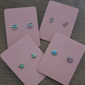 4 Pairs Colorful Stainless Steel Stud Earring Set